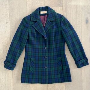 Pendleton Vintage Wool Plaid Pea Coat